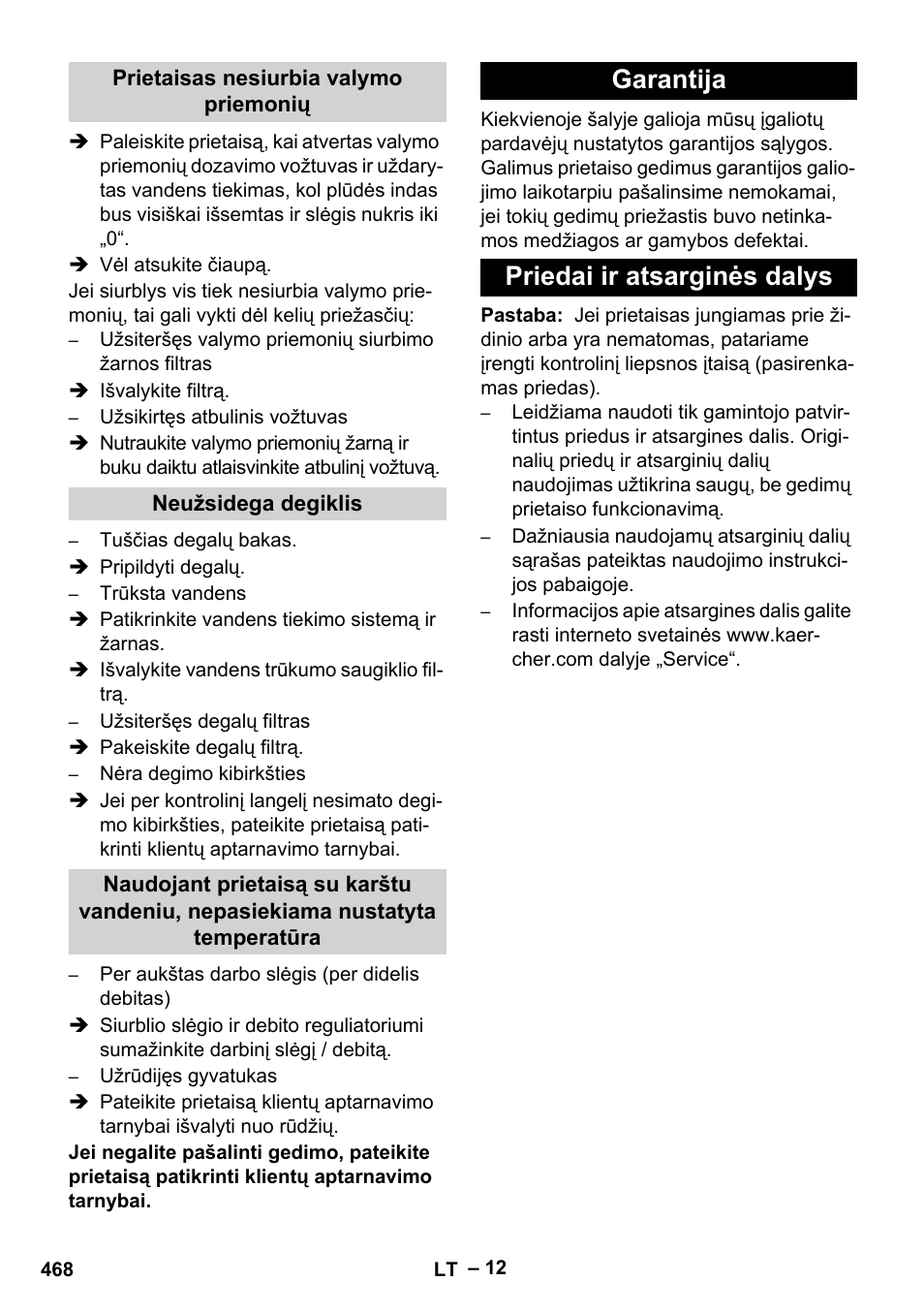 Garantija priedai ir atsarginės dalys | Karcher HDS 8-18-4 C User Manual | Page 468 / 496