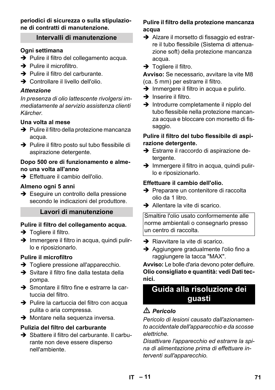 Guida alla risoluzione dei guasti | Karcher HDS 8-18-4 C User Manual | Page 71 / 496