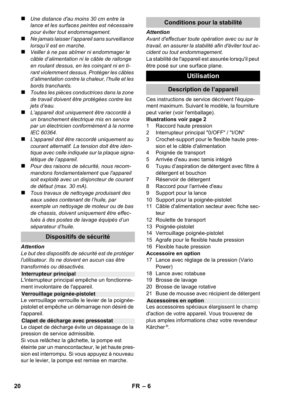 Utilisation | Karcher K 2 Premium User Manual | Page 20 / 196