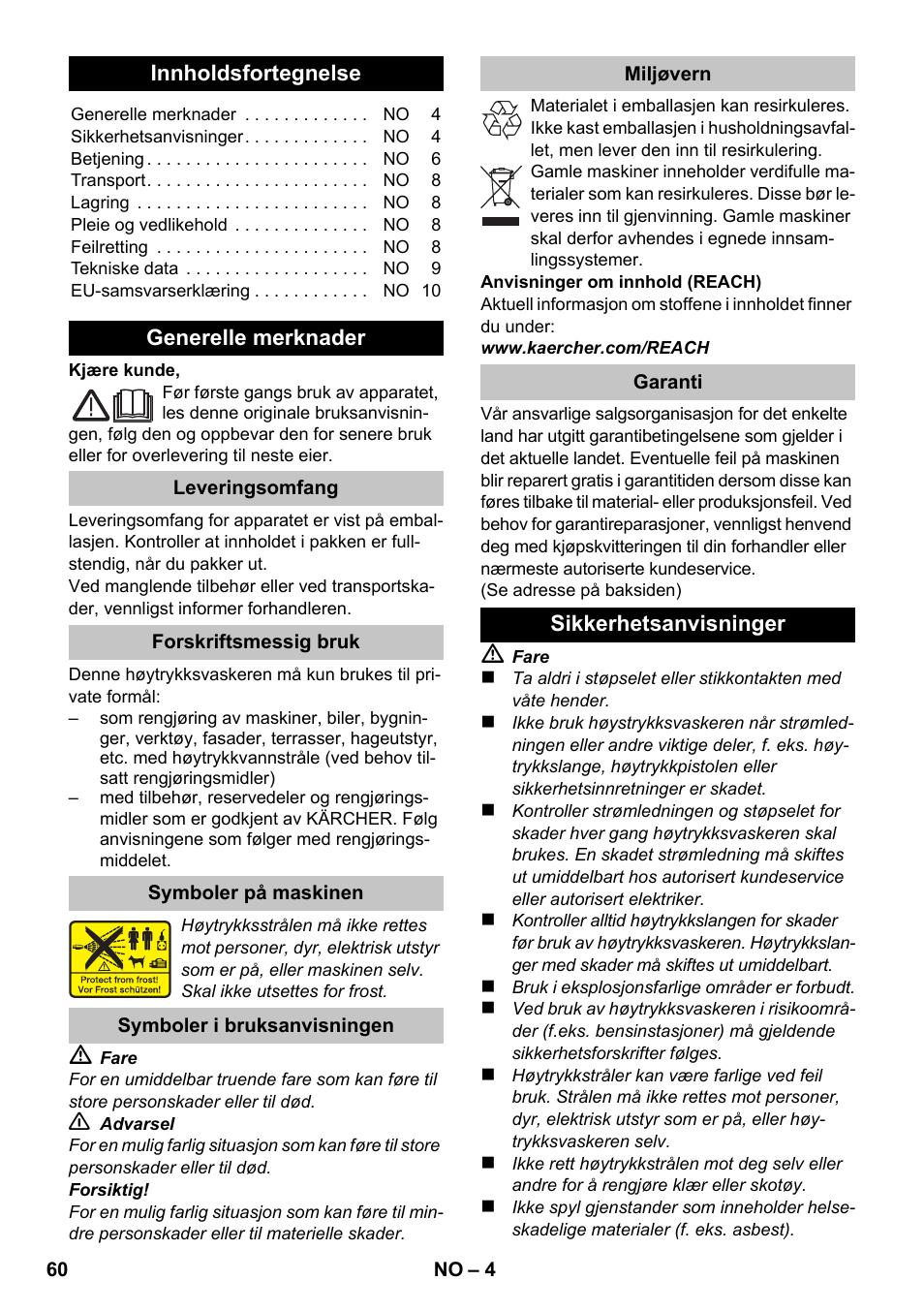 Norsk | Karcher K 2 Premium User Manual | Page 60 / 196