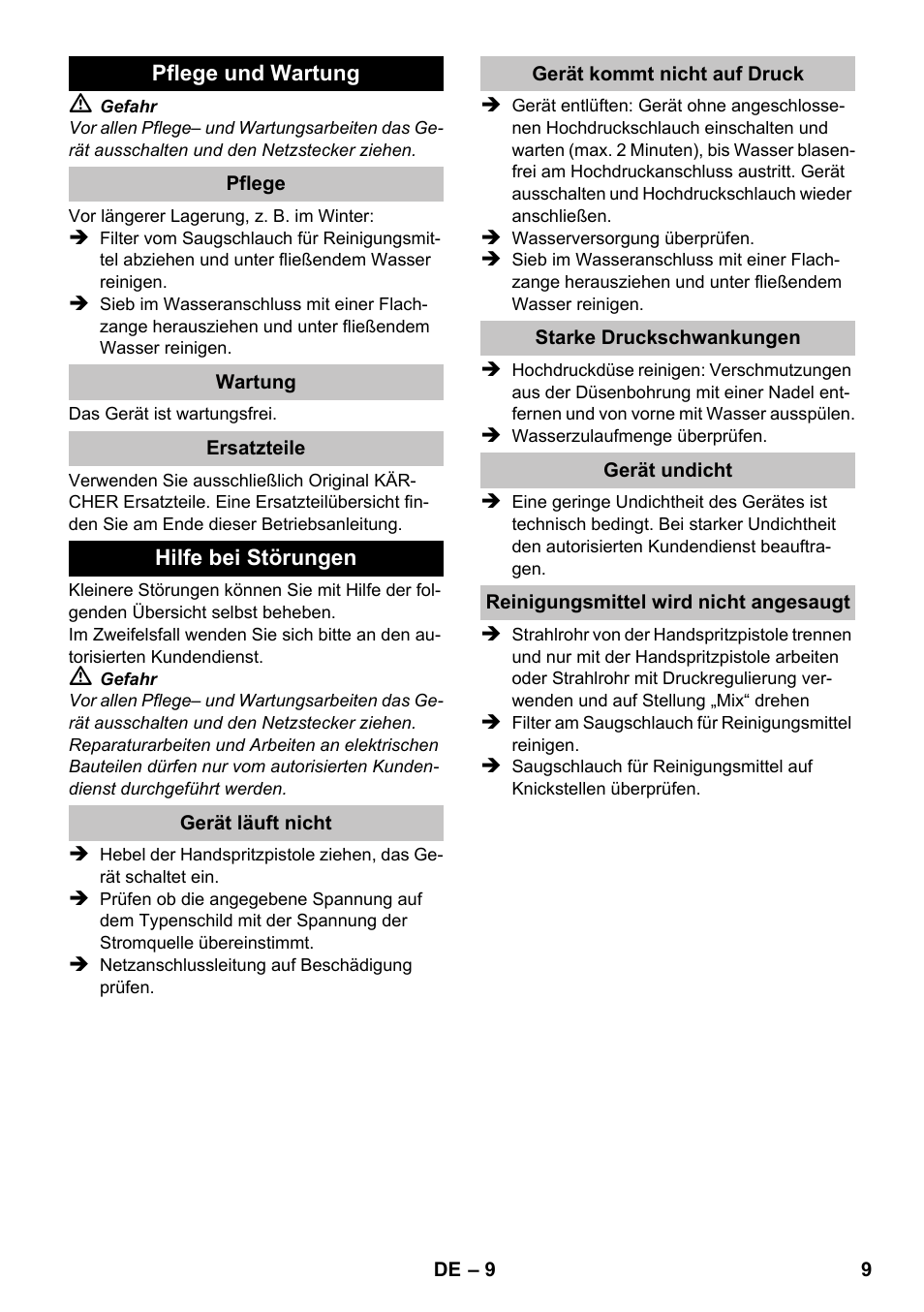 Karcher K 2 Premium User Manual | Page 9 / 196