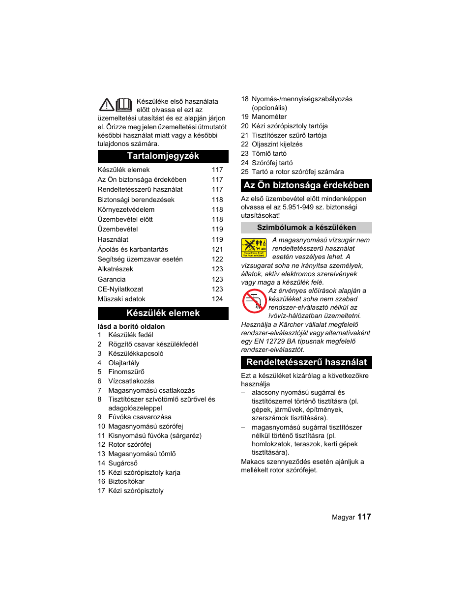 Rendeltetésszerű használat | Karcher HD 10-25-4 Cage Plus User Manual | Page 117 / 224