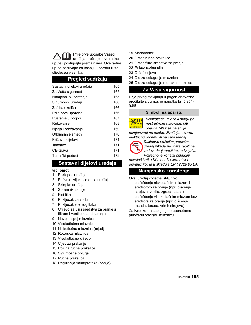 Namjensko korištenje | Karcher HD 10-25-4 Cage Plus User Manual | Page 165 / 224