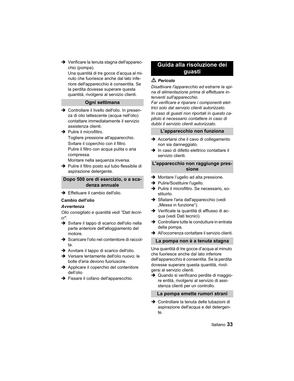 Guida alla risoluzione dei guasti | Karcher HD 10-25-4 Cage Plus User Manual | Page 33 / 224