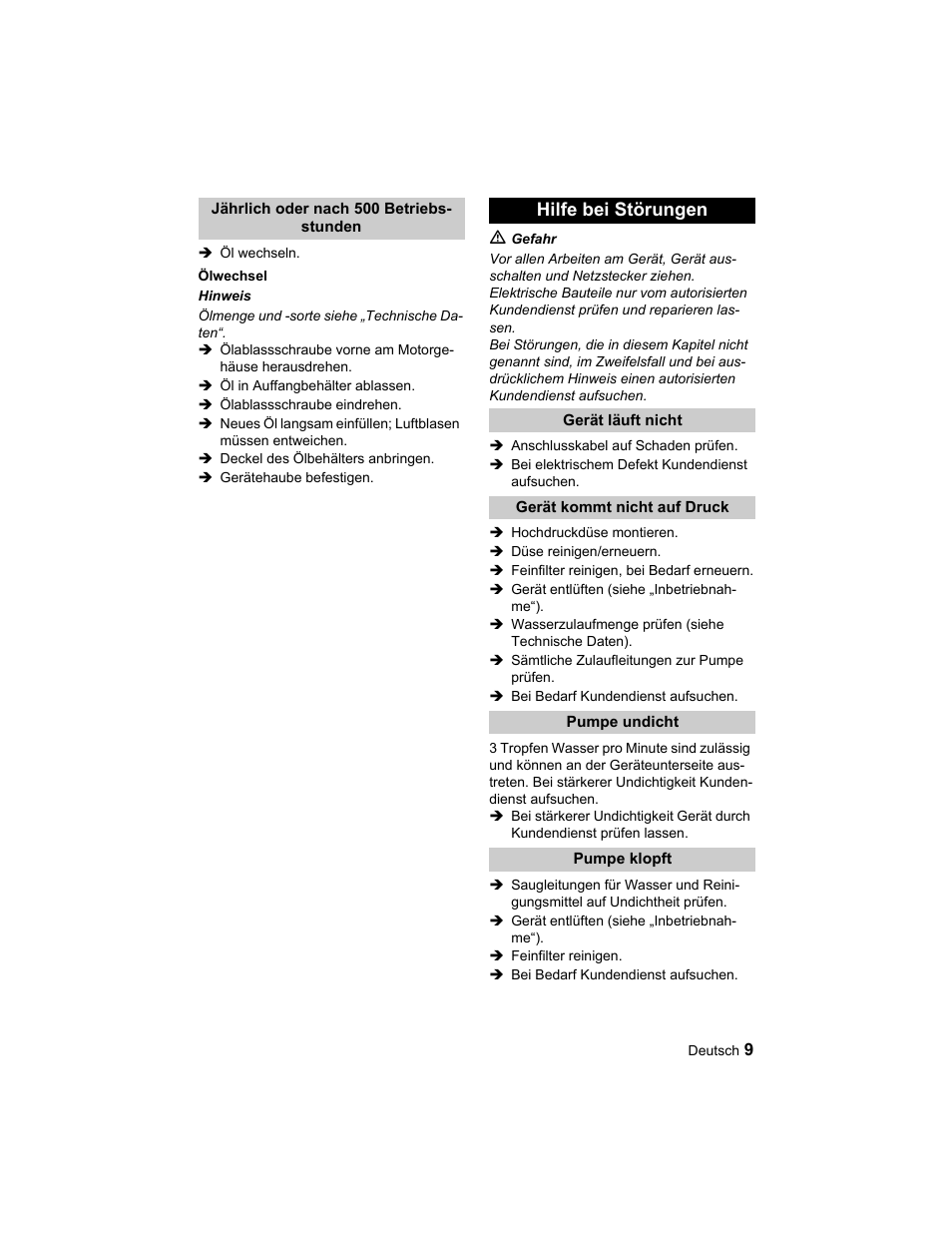 Hilfe bei störungen | Karcher HD 10-25-4 Cage Plus User Manual | Page 9 / 224