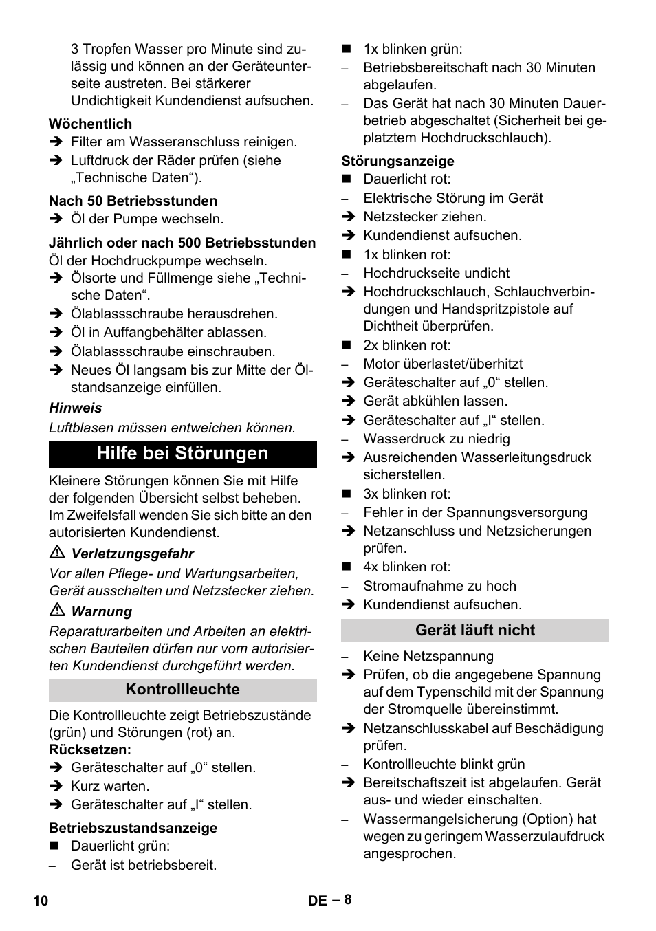 Hilfe bei störungen | Karcher HD 13-35-4 User Manual | Page 10 / 344