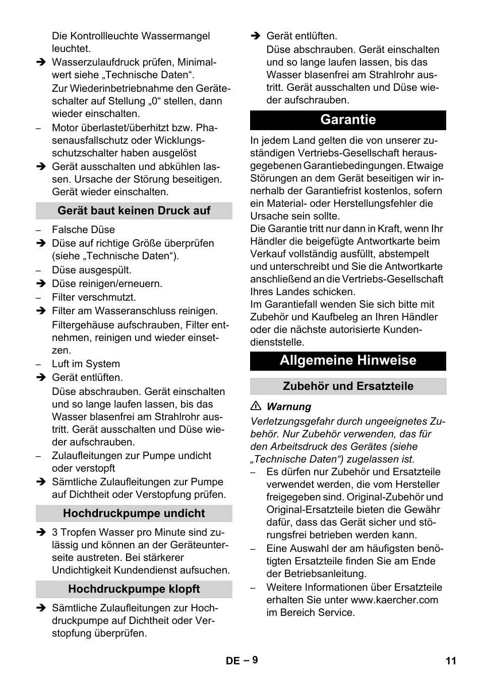 Garantie allgemeine hinweise | Karcher HD 13-35-4 User Manual | Page 11 / 344