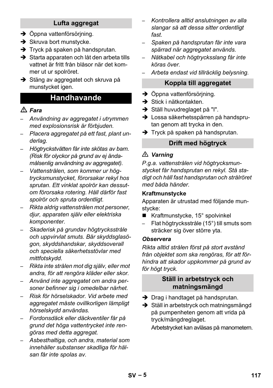 Handhavande | Karcher HD 13-35-4 User Manual | Page 117 / 344