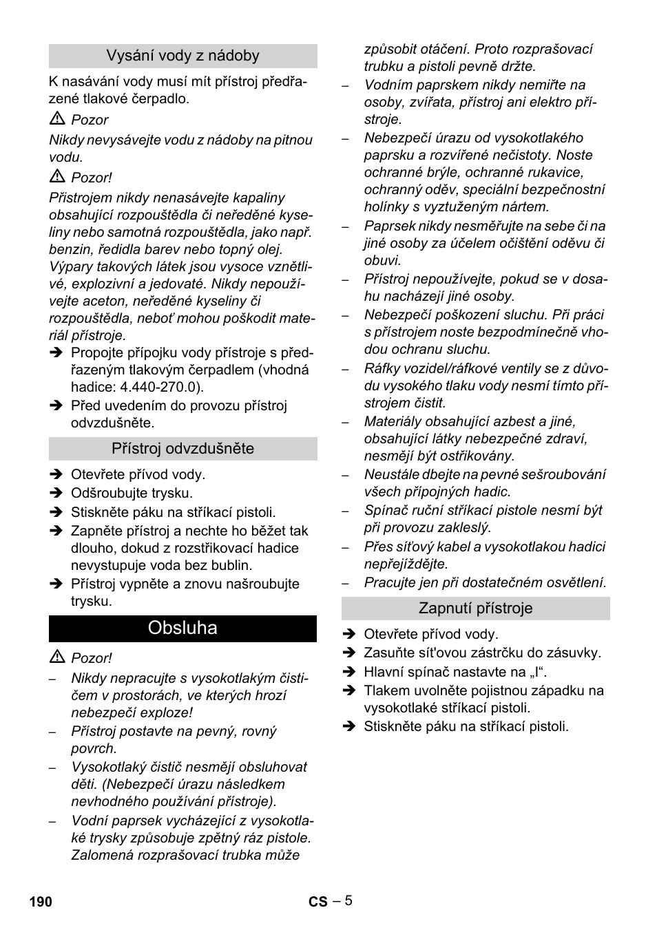 Obsluha | Karcher HD 13-35-4 User Manual | Page 190 / 344