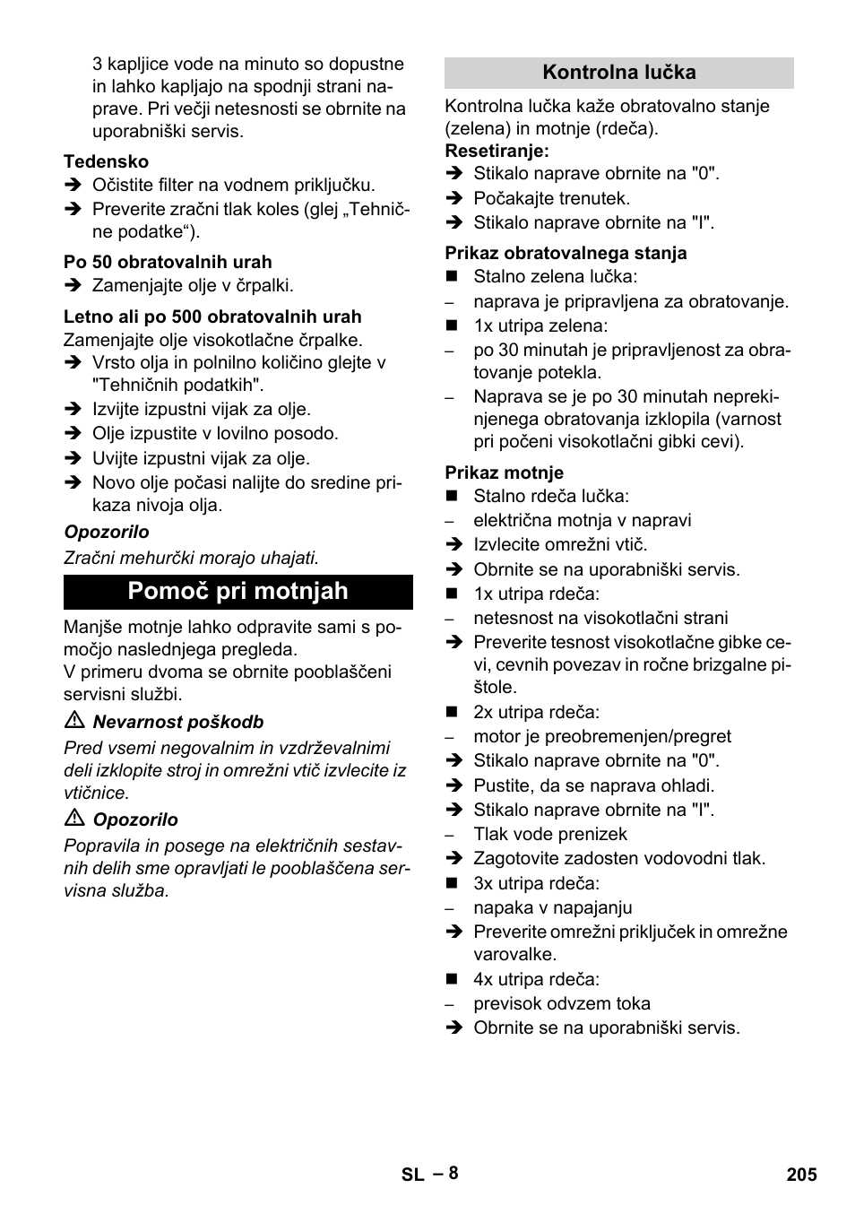 Pomoč pri motnjah | Karcher HD 13-35-4 User Manual | Page 205 / 344