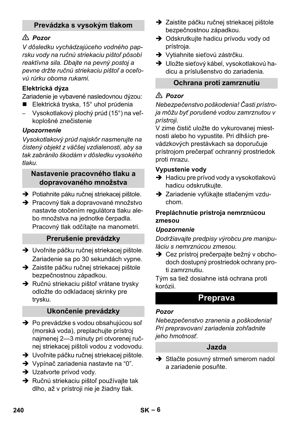 Preprava | Karcher HD 13-35-4 User Manual | Page 240 / 344