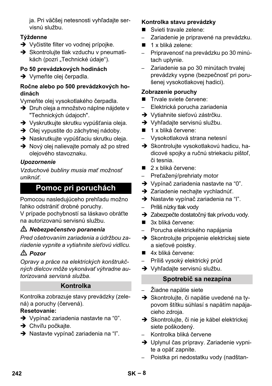 Pomoc pri poruchách | Karcher HD 13-35-4 User Manual | Page 242 / 344