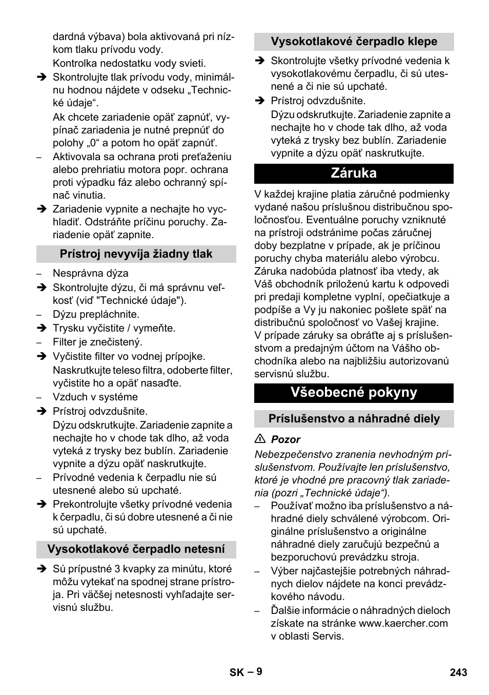 Záruka všeobecné pokyny | Karcher HD 13-35-4 User Manual | Page 243 / 344