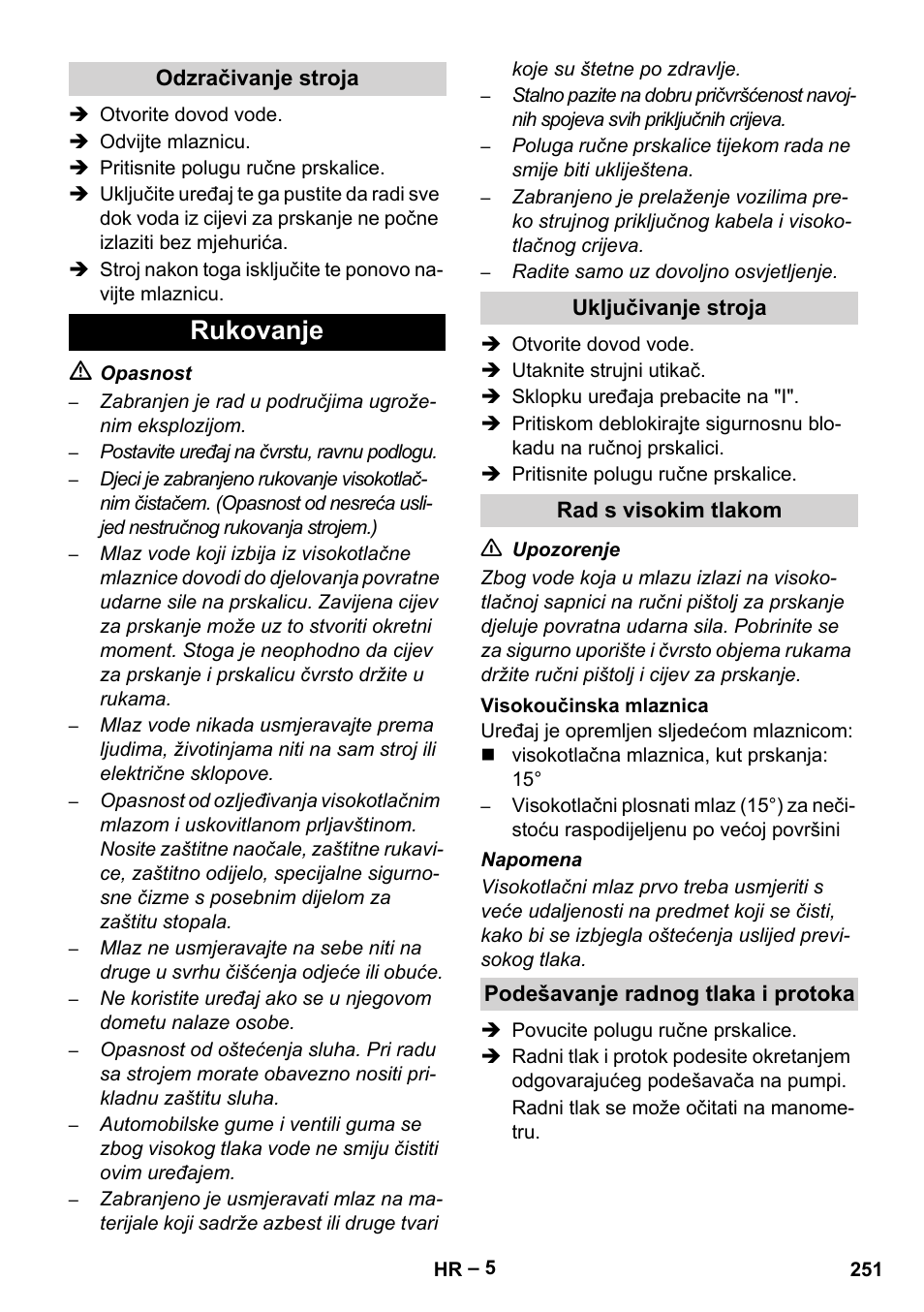 Rukovanje | Karcher HD 13-35-4 User Manual | Page 251 / 344