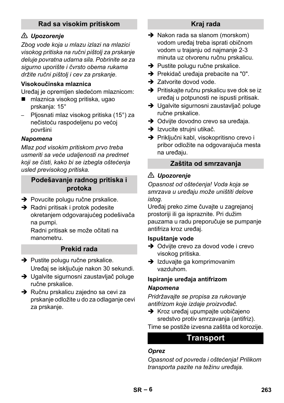 Transport | Karcher HD 13-35-4 User Manual | Page 263 / 344