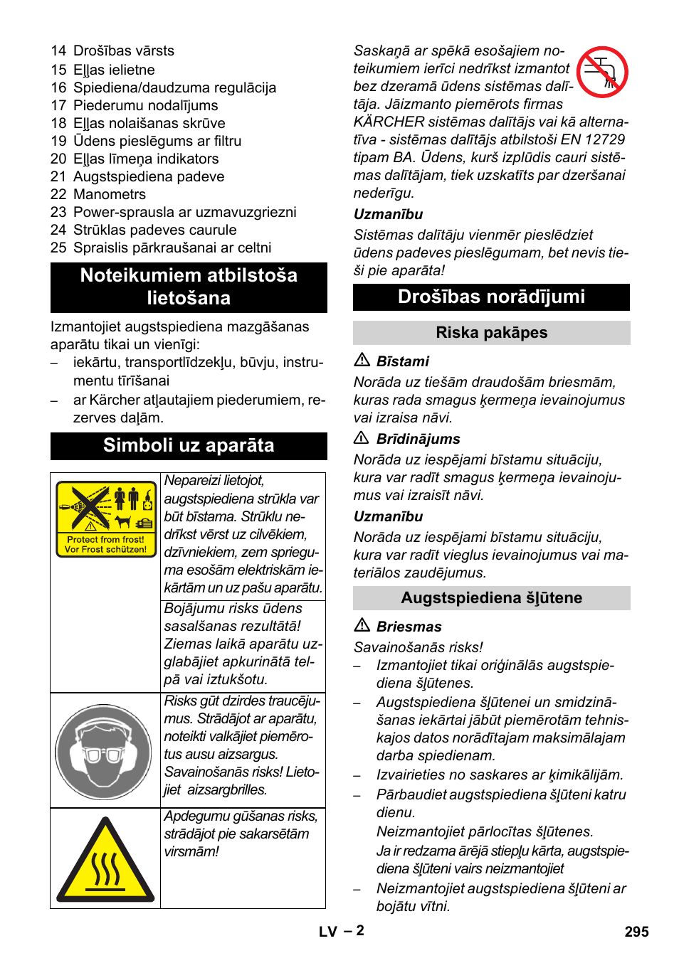 Drošības norādījumi | Karcher HD 13-35-4 User Manual | Page 295 / 344