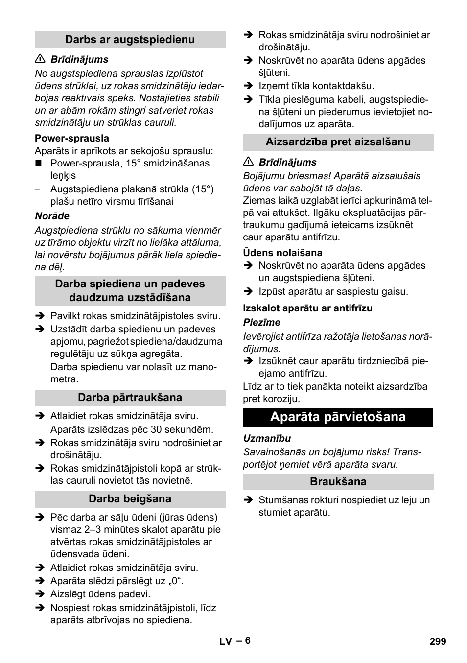 Aparāta pārvietošana | Karcher HD 13-35-4 User Manual | Page 299 / 344