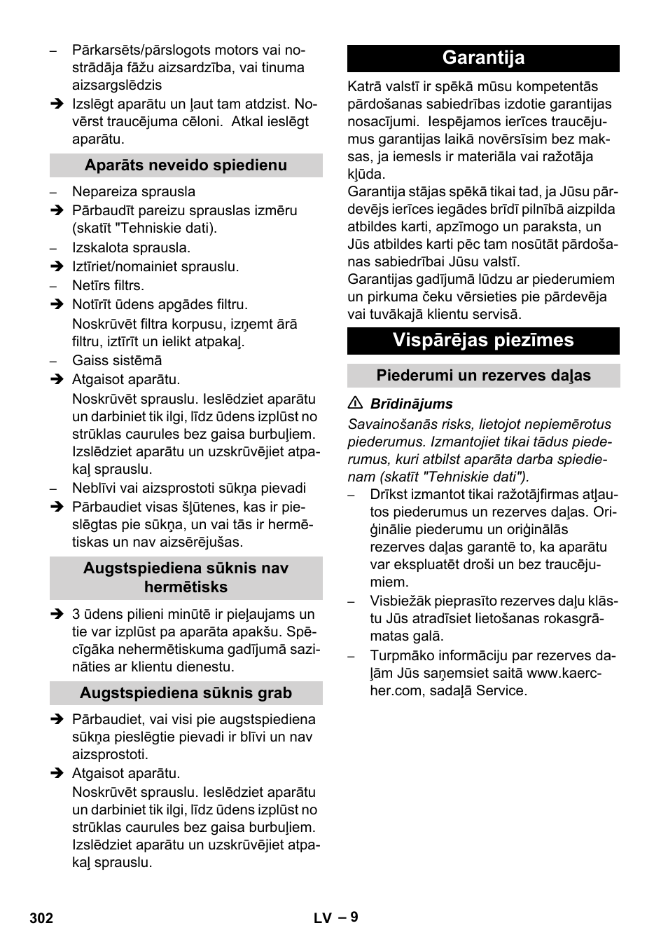 Garantija vispārējas piezīmes | Karcher HD 13-35-4 User Manual | Page 302 / 344