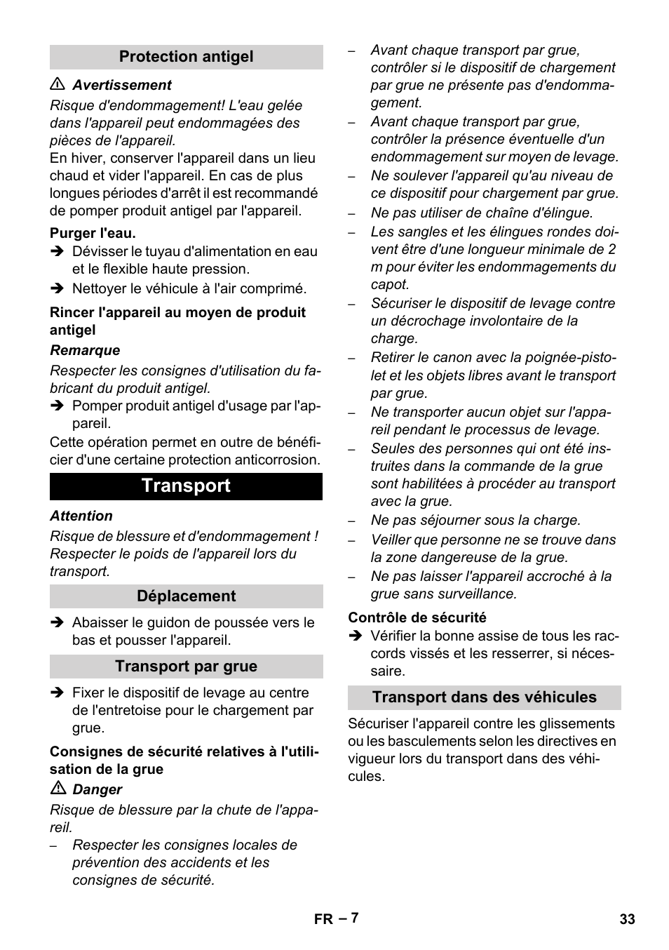 Transport | Karcher HD 13-35-4 User Manual | Page 33 / 344