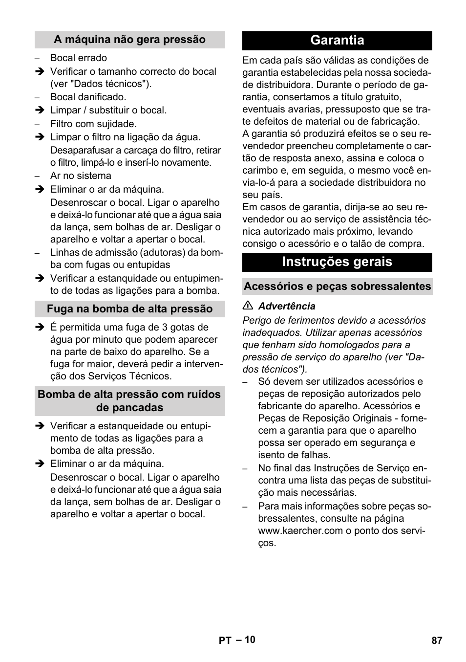 Garantia instruções gerais | Karcher HD 13-35-4 User Manual | Page 87 / 344