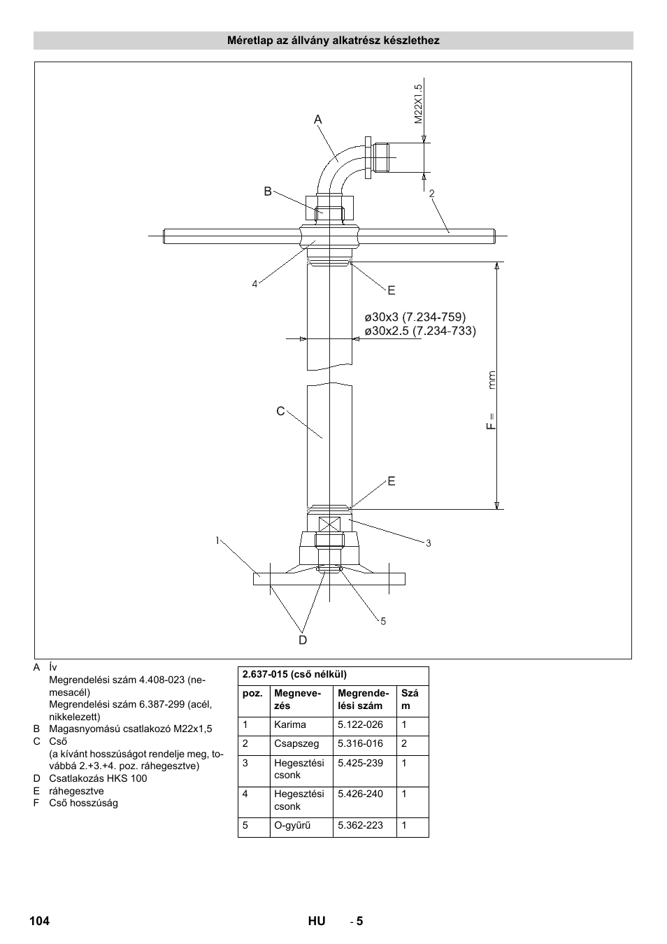 Méretlap az állvány alkatrész készlethez | Karcher HKS 100 LM User Manual | Page 104 / 124