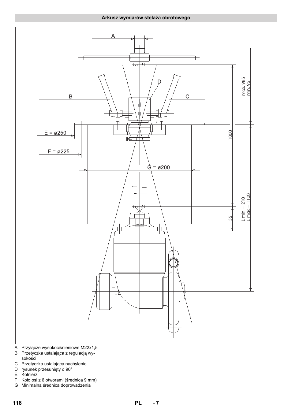 Arkusz wymiarów stelaża obrotowego | Karcher HKS 100 LM User Manual | Page 118 / 124