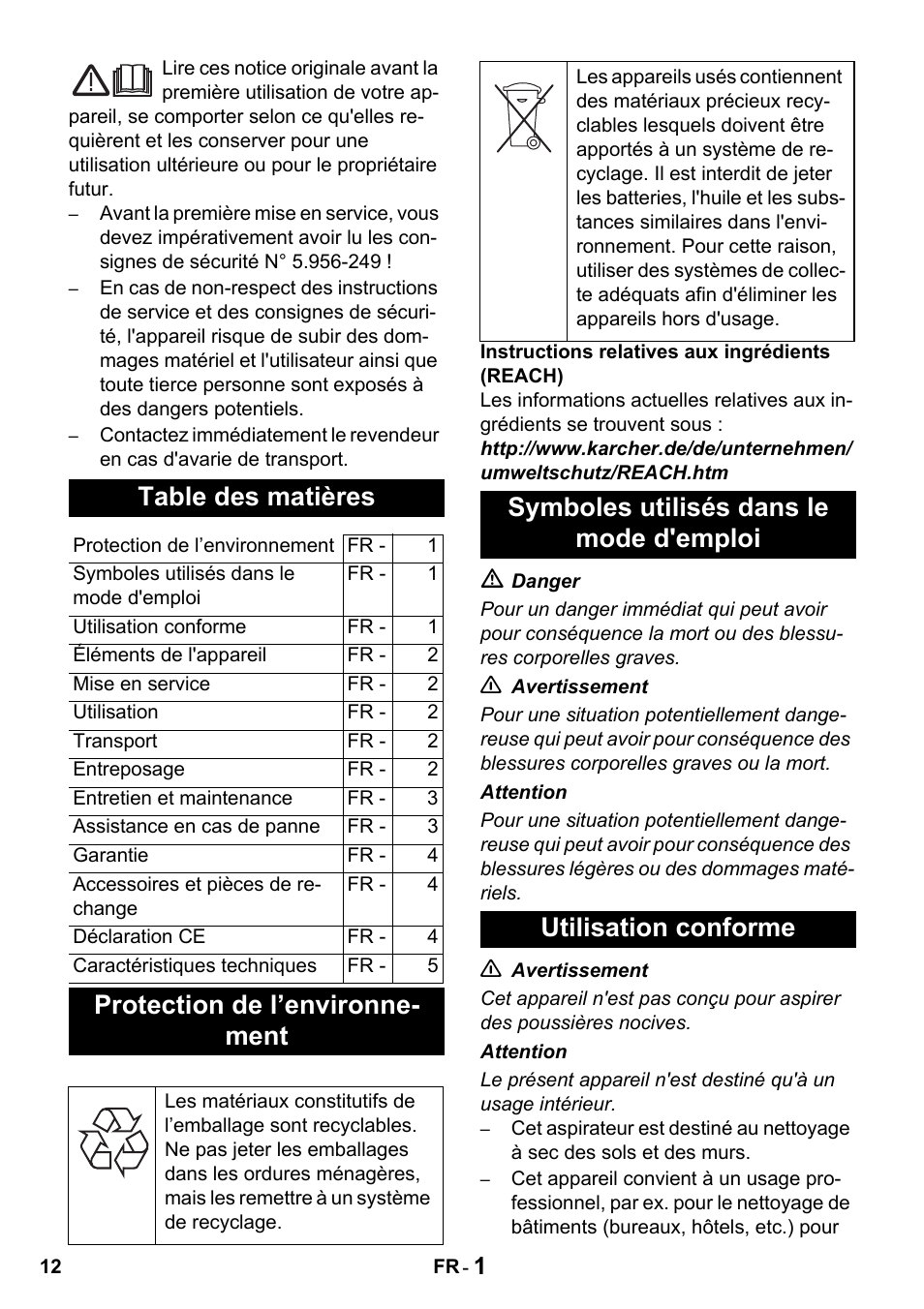 Karcher T 10-1 Advanced User Manual | Page 12 / 124