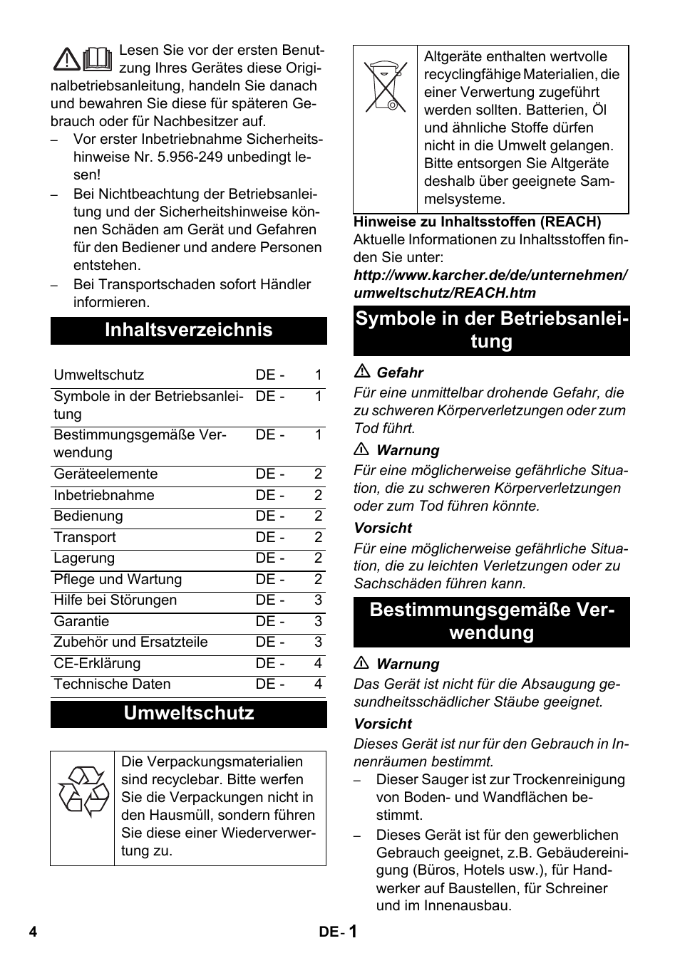 Karcher T 10-1 Advanced User Manual | Page 4 / 124