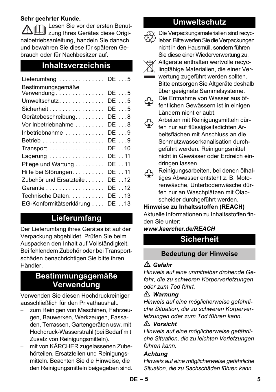 Karcher K 4 Basic User Manual | Page 5 / 254