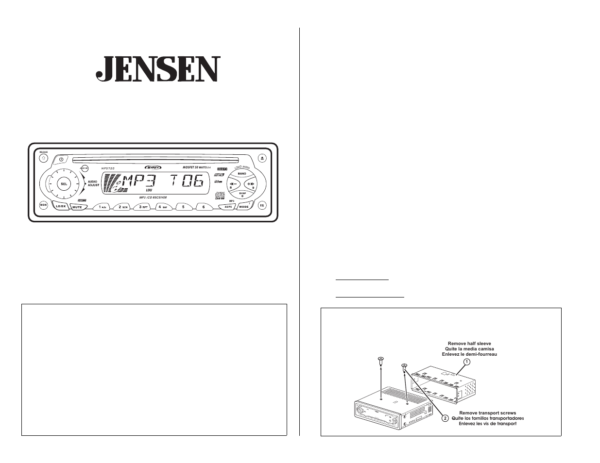 Audiovox Jensen MP5720 User Manual | 17 pages