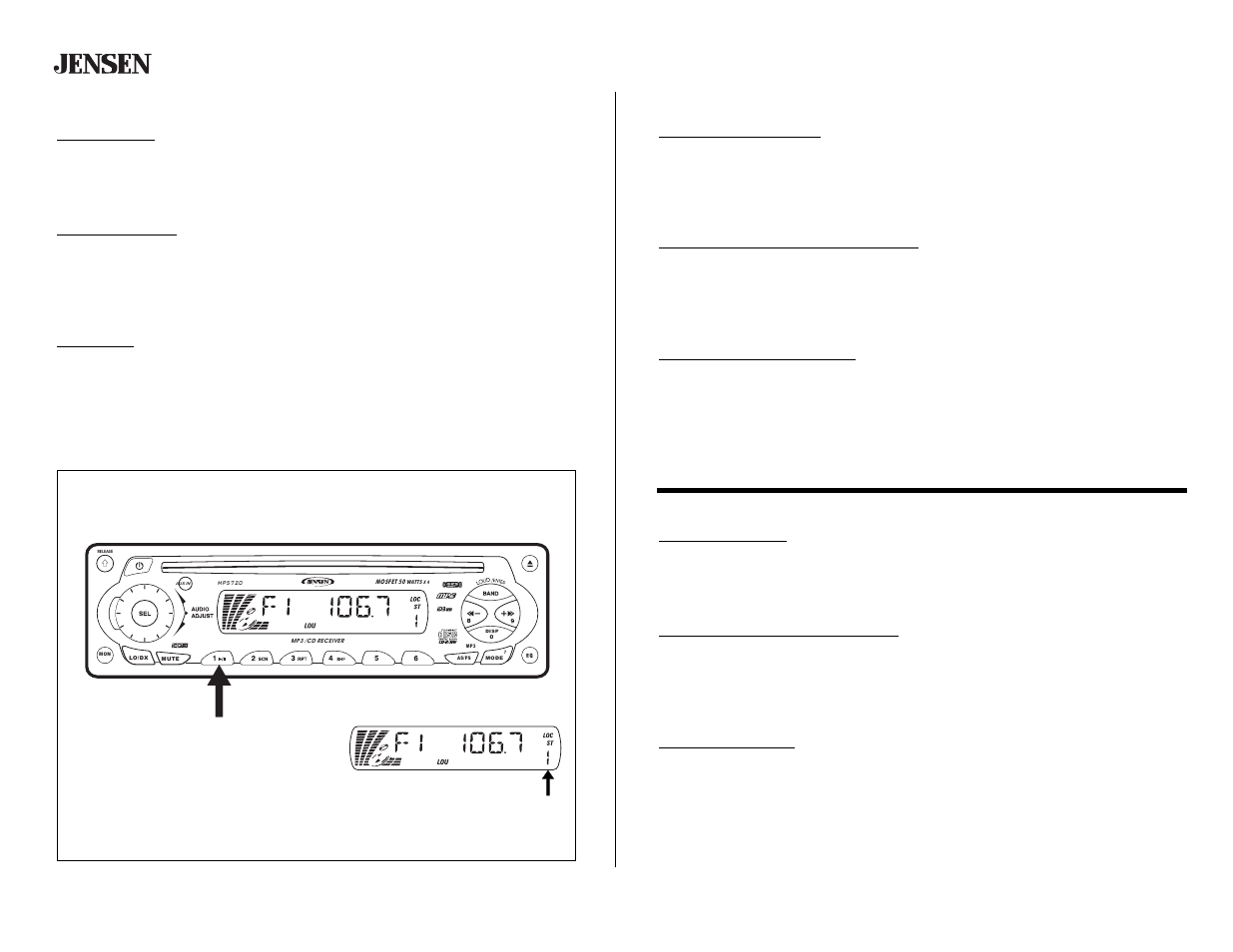 Mp5720, Tuner operation (continued), Operación de la radio (continuado) | Fonctionnement de la radio (continué) | Audiovox Jensen MP5720 User Manual | Page 10 / 17