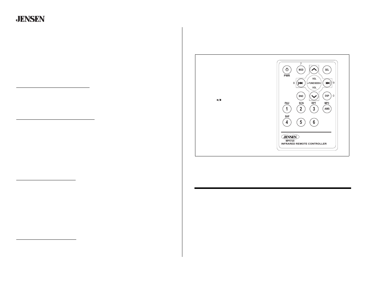 Mp5720, Remote control, Control remoto | Prêt à être télécommandé, Opération mp3 (continué) | Audiovox Jensen MP5720 User Manual | Page 14 / 17