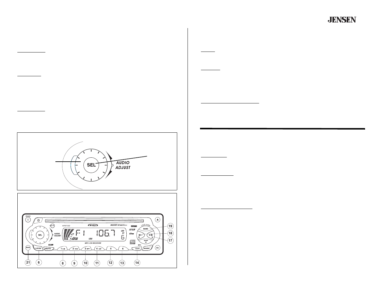 Mp5720, Tuner operation (continued), Operación de la radio (continuado) | Fonctionnement de la radio (continué) | Audiovox Jensen MP5720 User Manual | Page 9 / 17