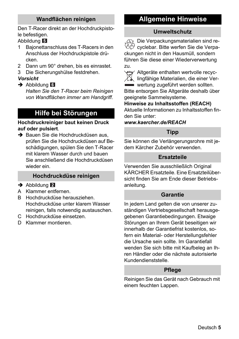 Hilfe bei störungen, Allgemeine hinweise | Karcher K 4 Premium eco!ogic Home User Manual | Page 5 / 64