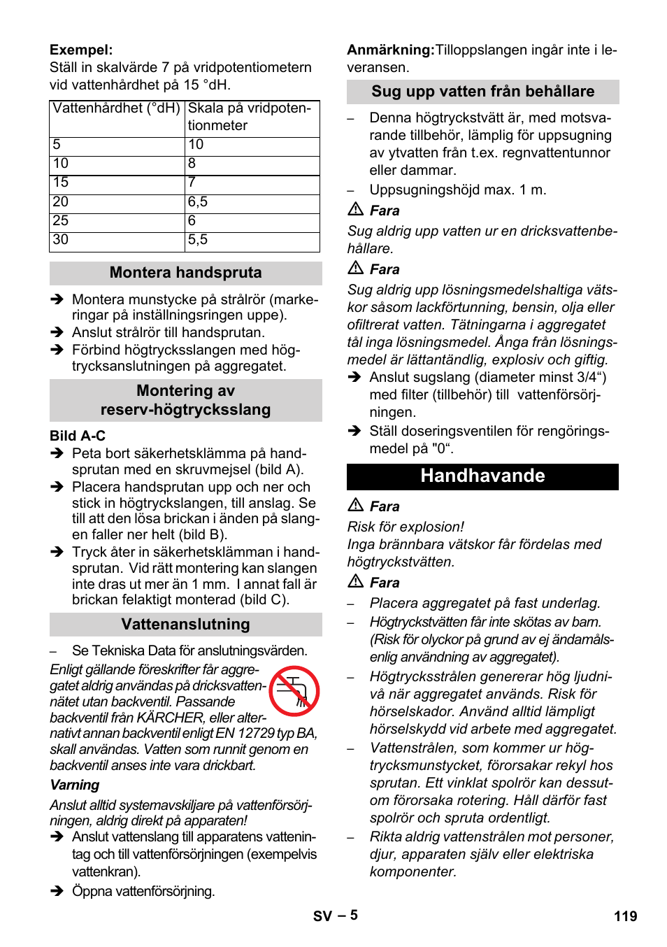 Handhavande | Karcher HDS 801 B User Manual | Page 119 / 340