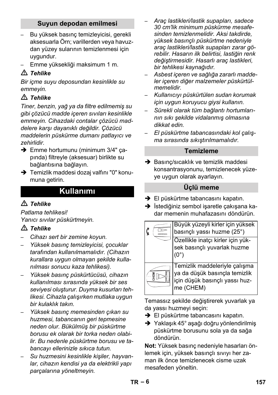 Kullanımı | Karcher HDS 801 B User Manual | Page 157 / 340