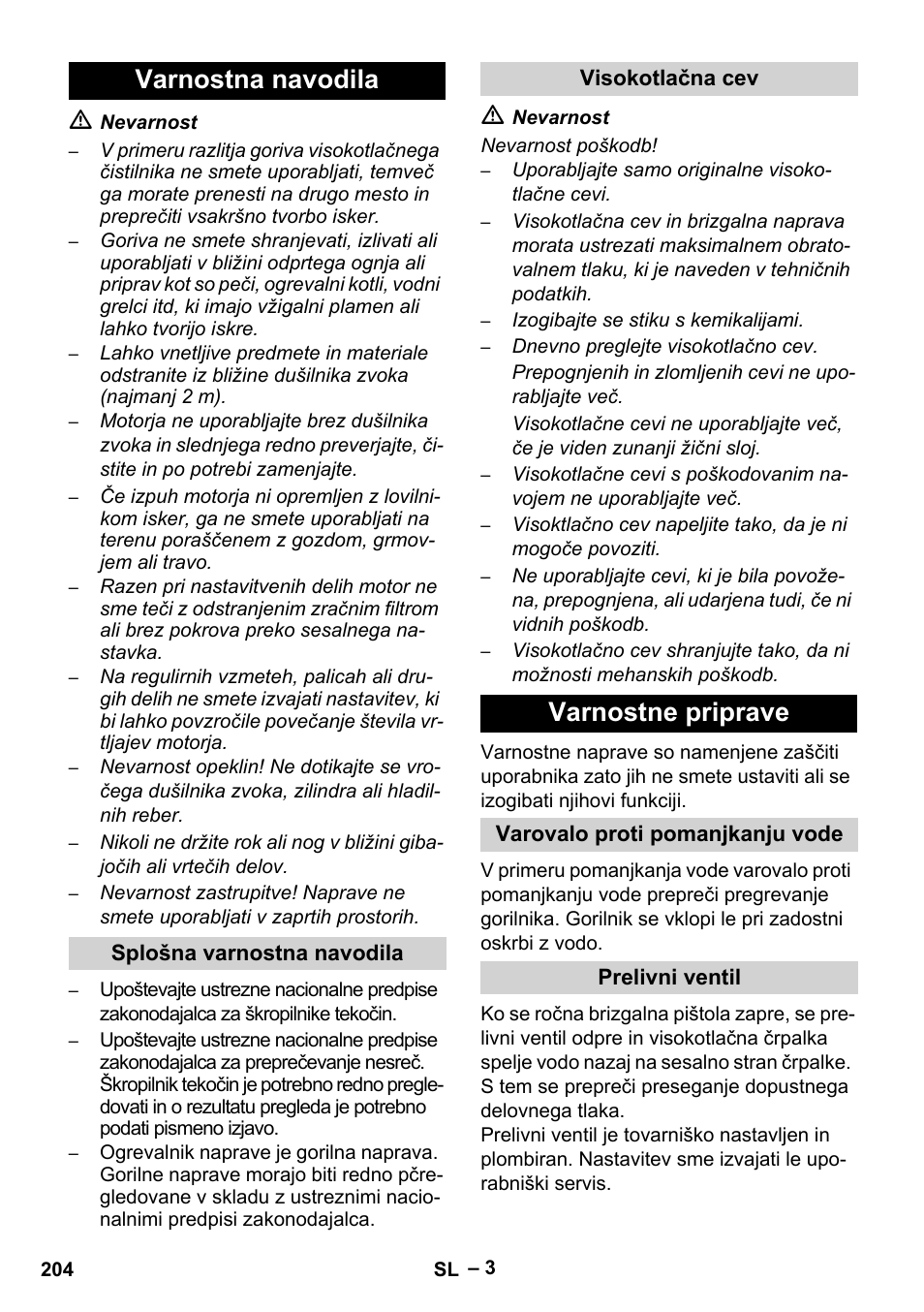 Varnostna navodila, Varnostne priprave | Karcher HDS 801 B User Manual | Page 204 / 340