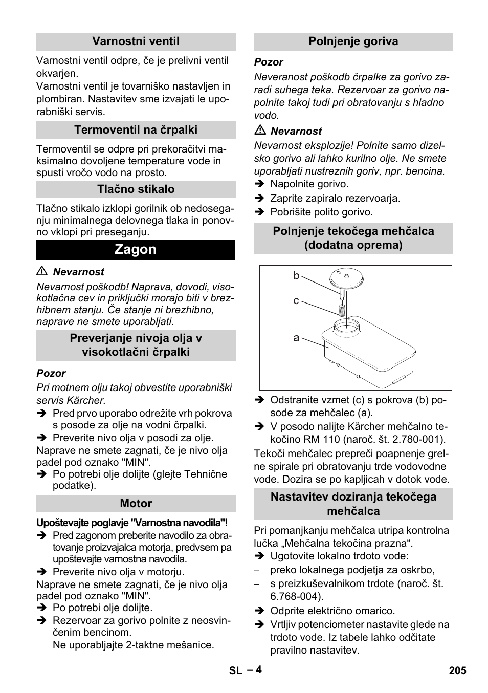 Zagon | Karcher HDS 801 B User Manual | Page 205 / 340