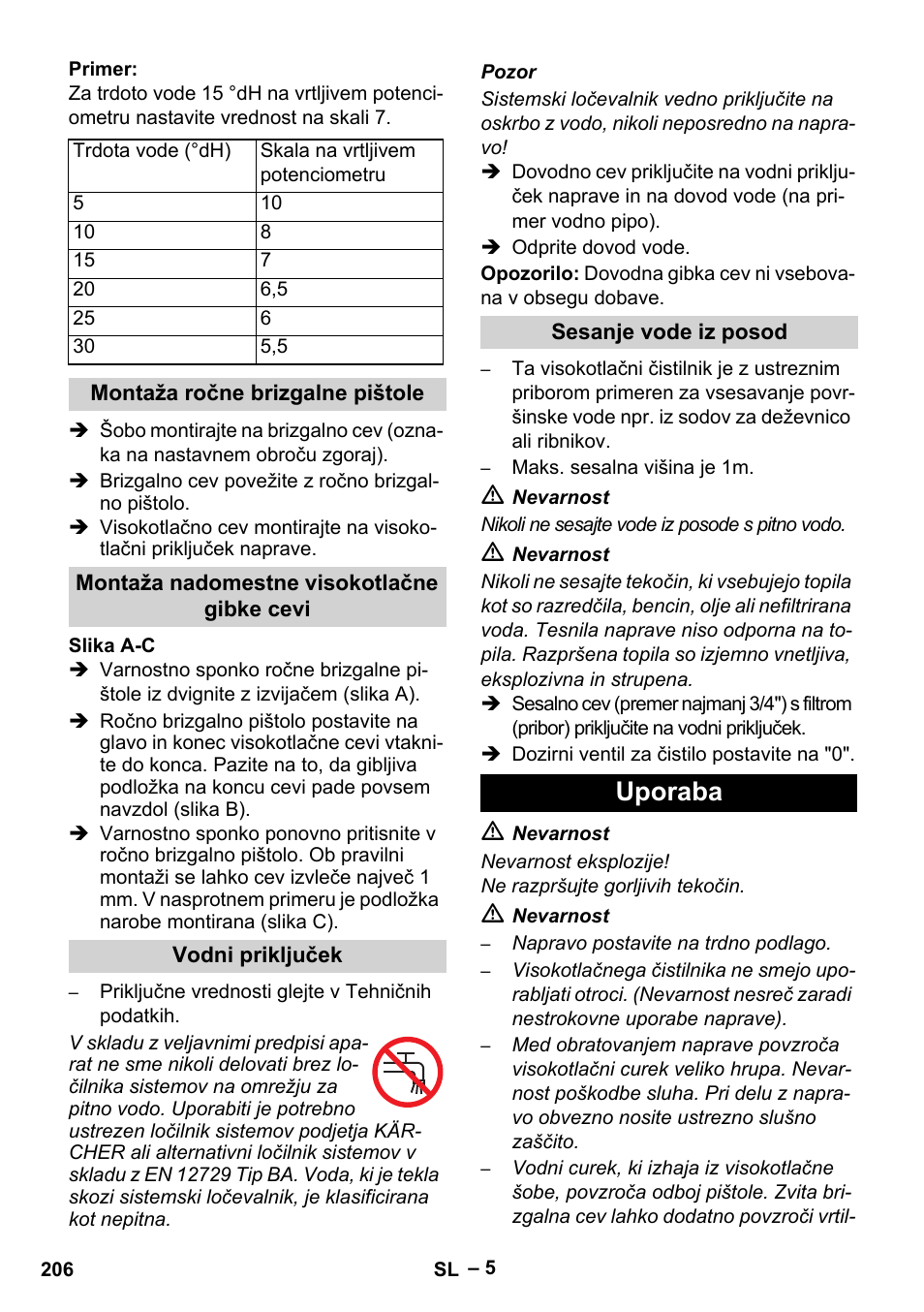 Uporaba | Karcher HDS 801 B User Manual | Page 206 / 340