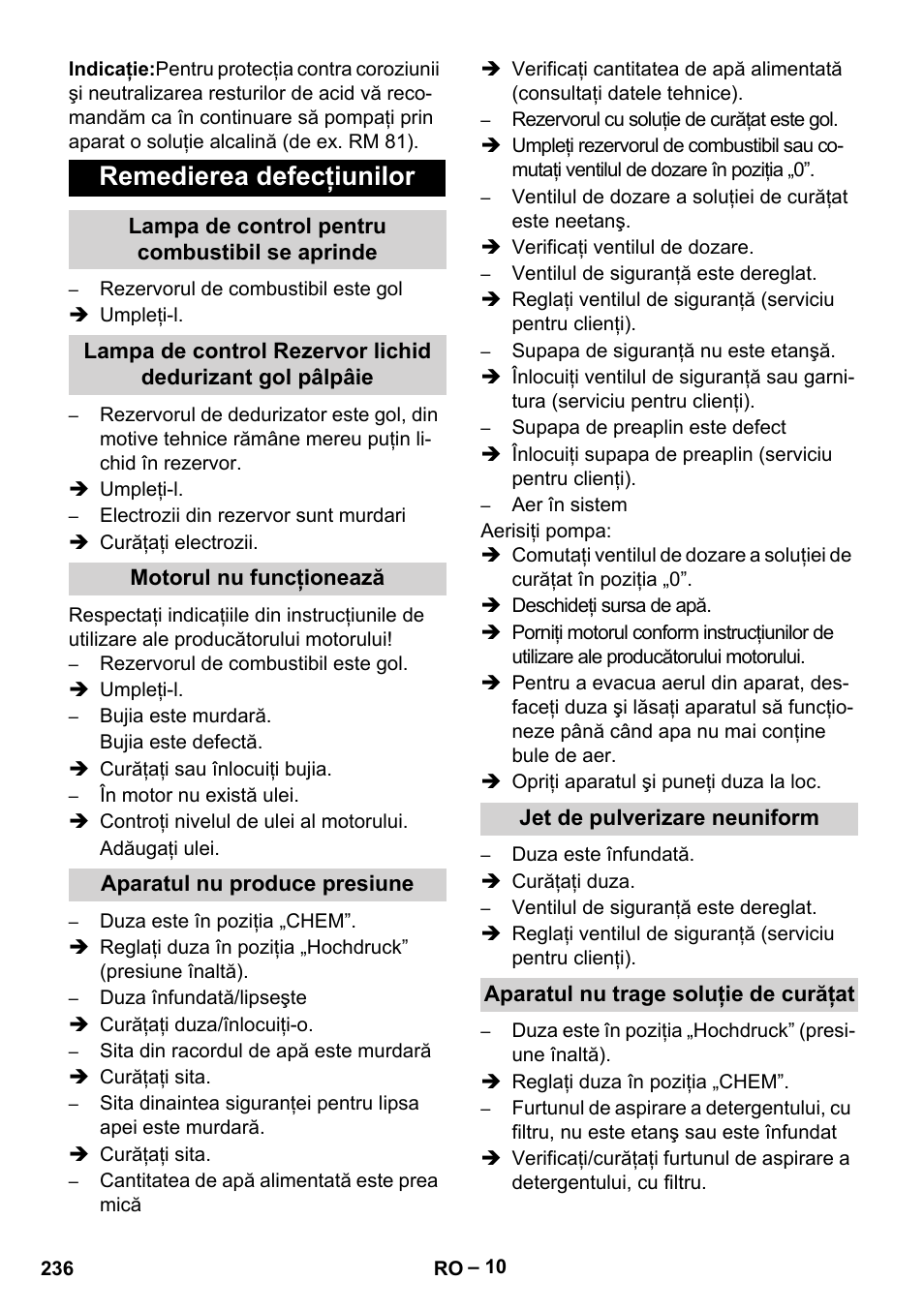 Remedierea defecţiunilor | Karcher HDS 801 B User Manual | Page 236 / 340