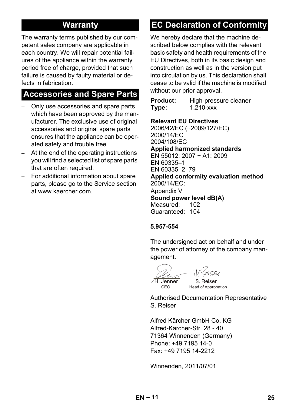 Karcher HDS 801 B User Manual | Page 25 / 340