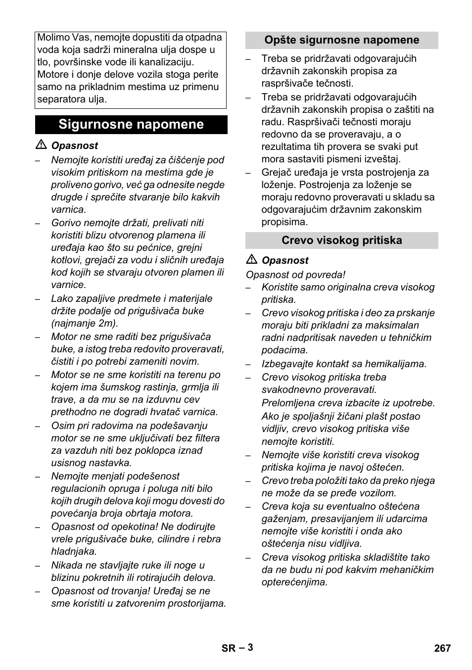 Sigurnosne napomene | Karcher HDS 801 B User Manual | Page 267 / 340