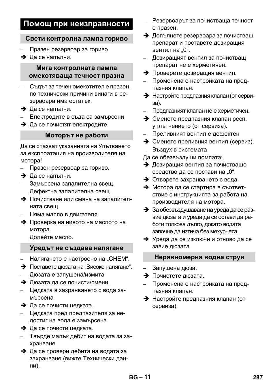 Помощ при неизправности | Karcher HDS 801 B User Manual | Page 287 / 340