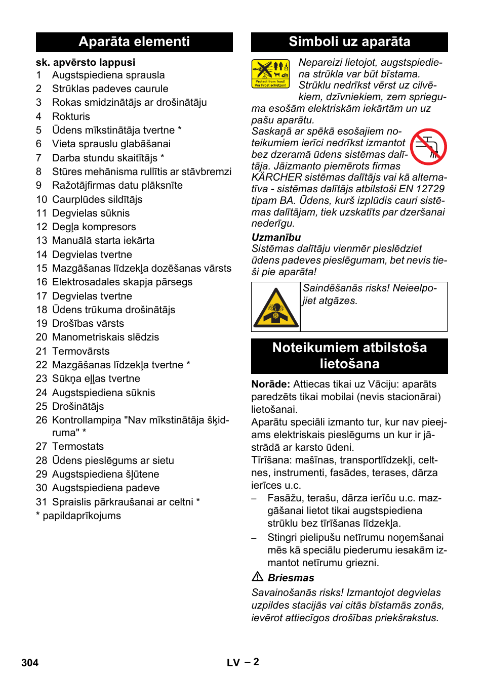 Aparāta elementi simboli uz aparāta | Karcher HDS 801 B User Manual | Page 304 / 340