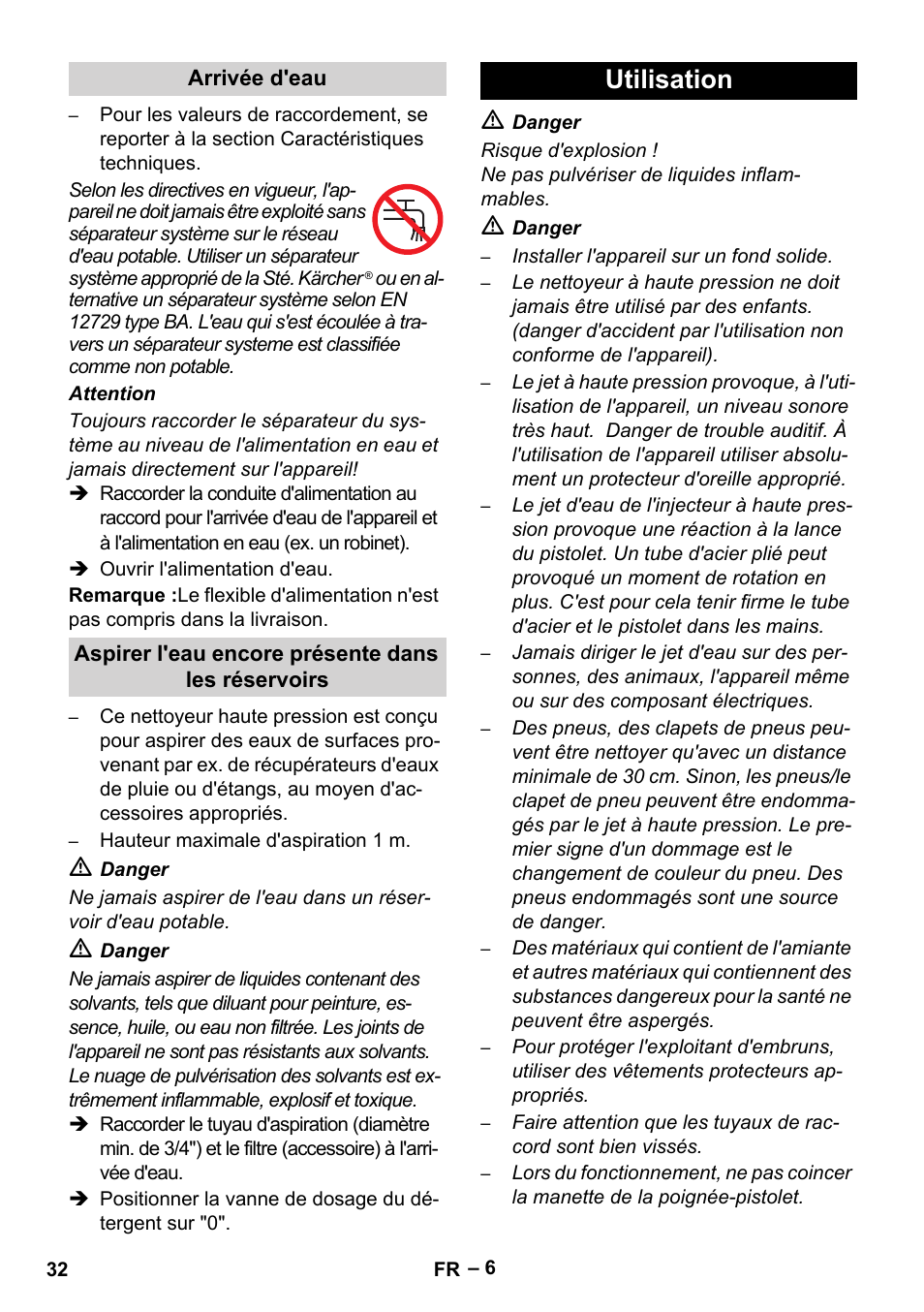 Utilisation | Karcher HDS 801 B User Manual | Page 32 / 340