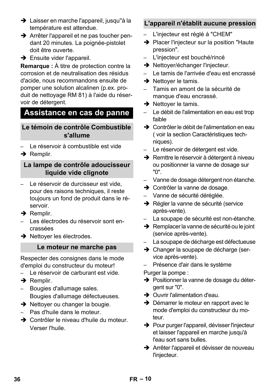 Assistance en cas de panne | Karcher HDS 801 B User Manual | Page 36 / 340