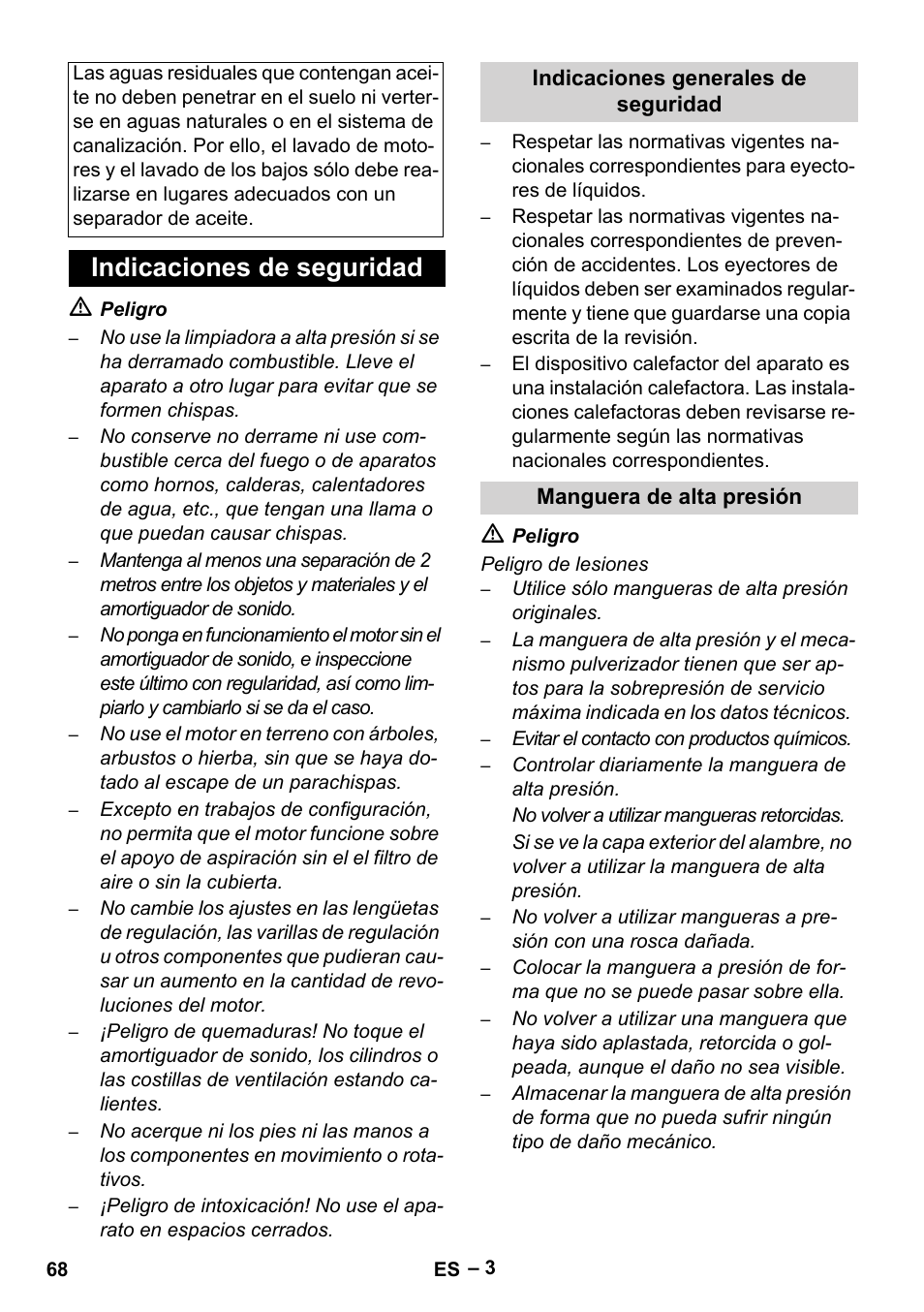 Indicaciones de seguridad | Karcher HDS 801 B User Manual | Page 68 / 340