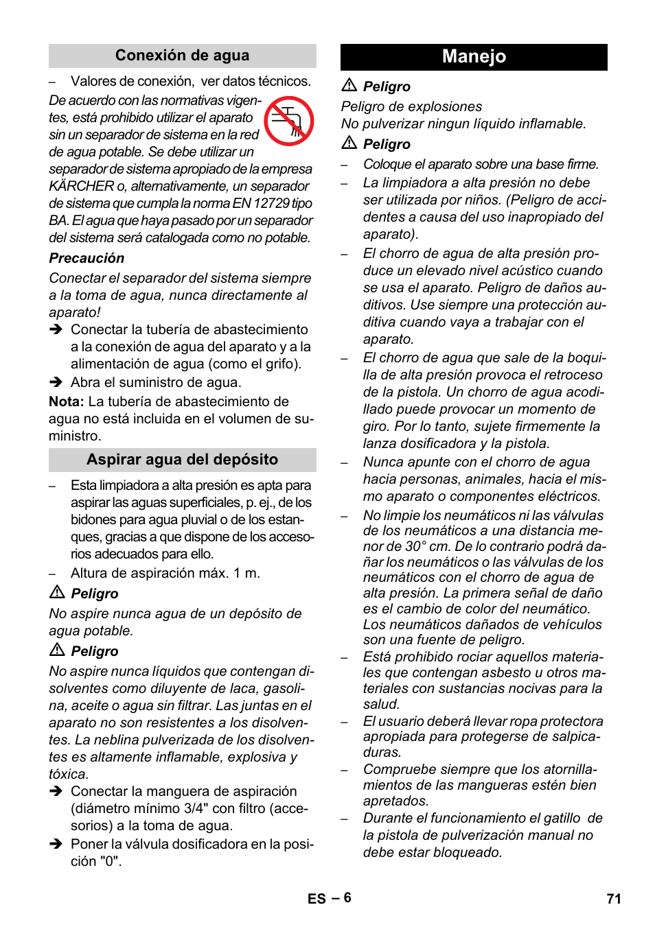 Manejo | Karcher HDS 801 B User Manual | Page 71 / 340