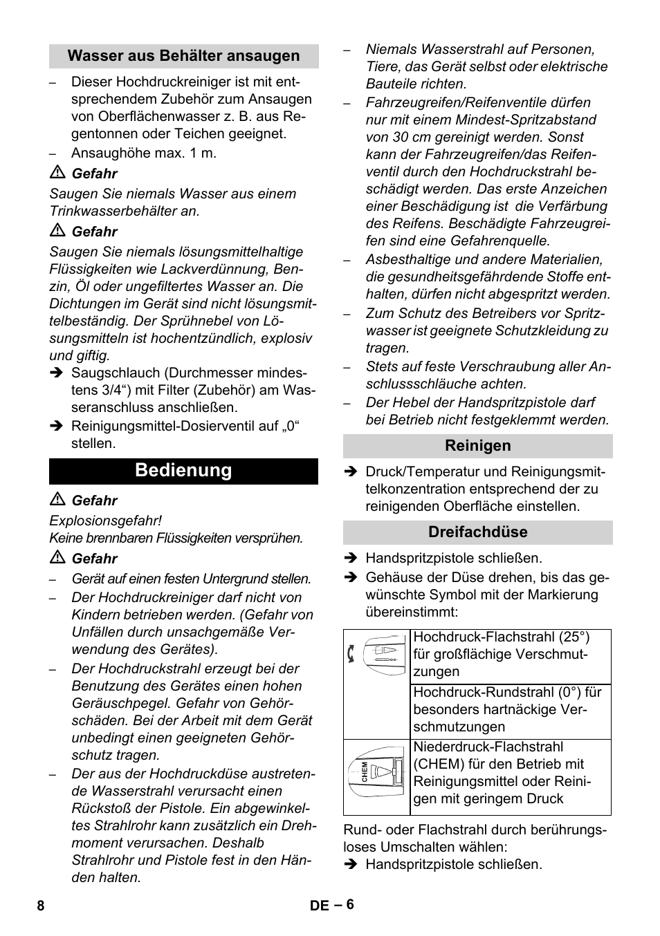 Bedienung | Karcher HDS 801 B User Manual | Page 8 / 340