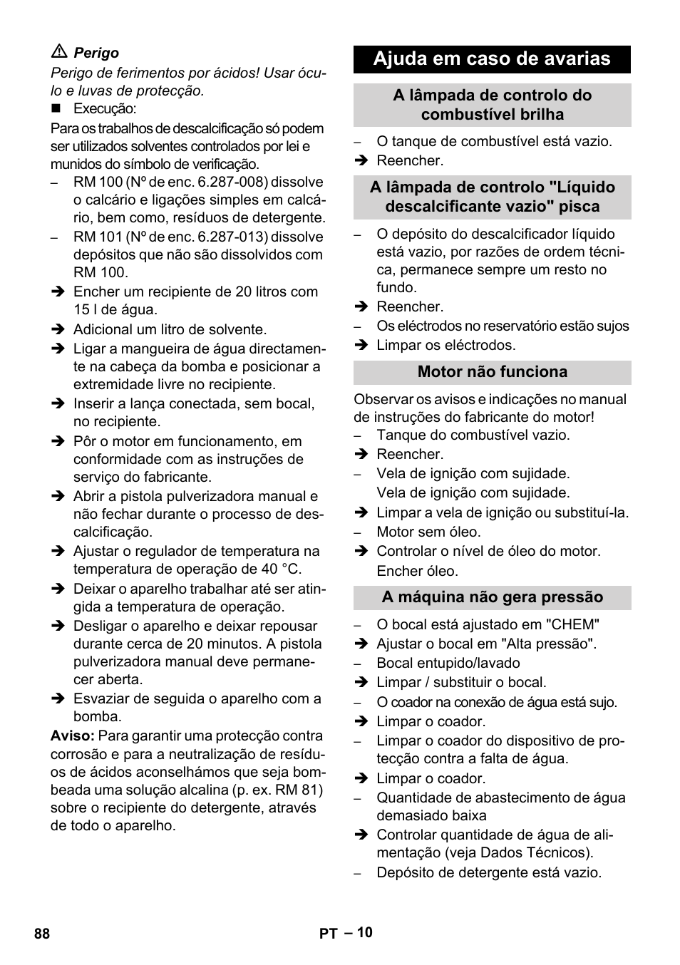 Ajuda em caso de avarias | Karcher HDS 801 B User Manual | Page 88 / 340